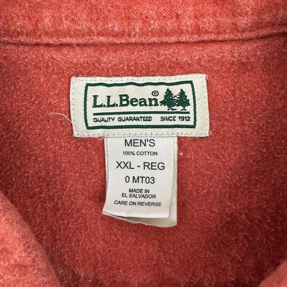 L.L.Bean Shirt Mens 2XL Rust Orange Chamois Heavyweight Button Front Flannel - Picture 2 of 10